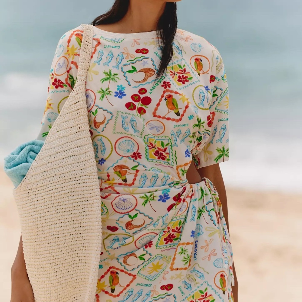 Anthropologie Celandine Cutout T-Shirt Mini Dress COVERUP NWT Size M - Picture 2 of 12